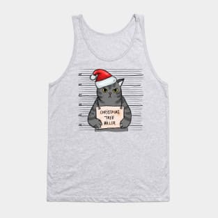 Christmas Tree Killer - Funny Cat Tank Top